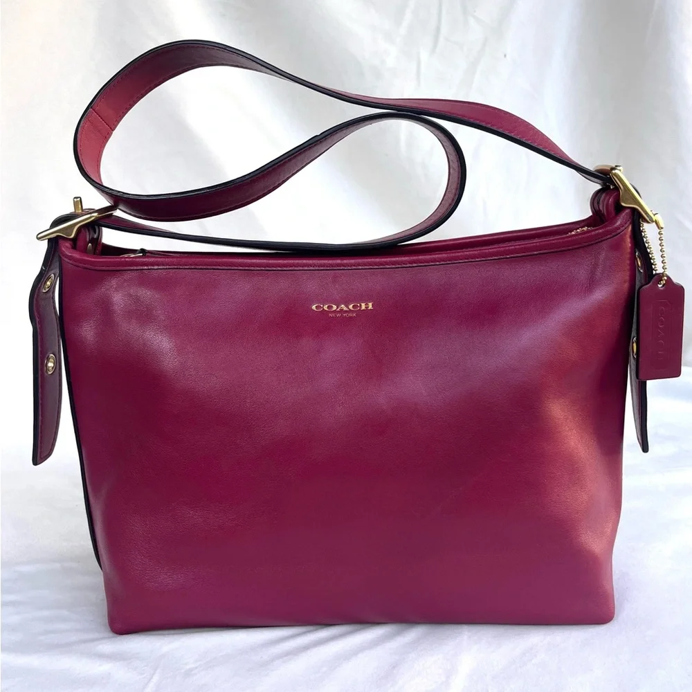 Coach Legacy East West Duffel 25355 Burgundy Leather Bag with Gold Hardware